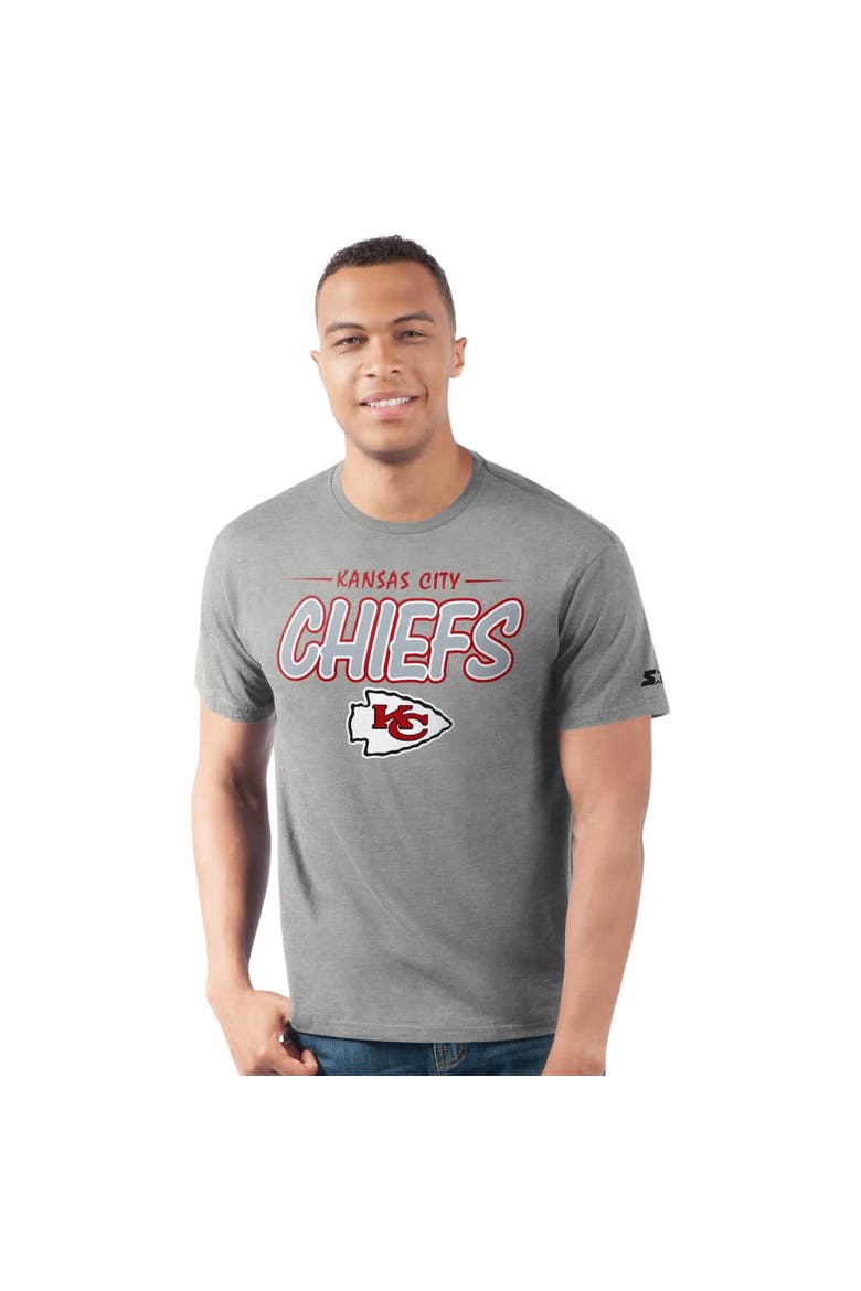 Men's Starter  Heather Gray Kansas City Chiefs Prime Time T-Shirt, Main, color, Heather Gray