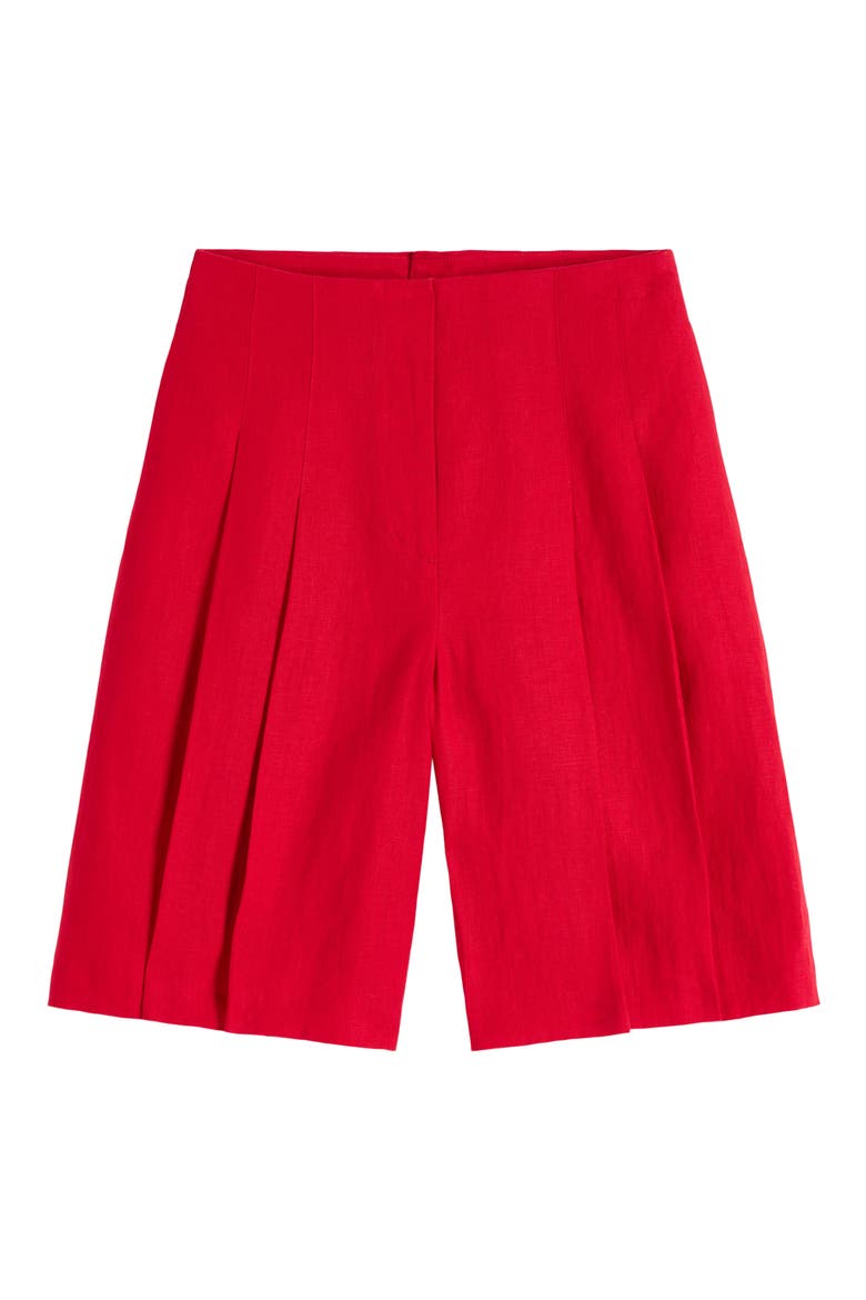 Highbury Pleated Cotton Shorts, Alternate, color, SALSA RED