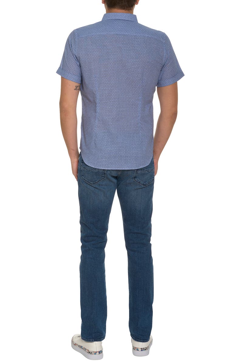 Robert Graham Farina Geo Print Short Sleeve Cotton Button-Up Shirt, Alternate, color, 