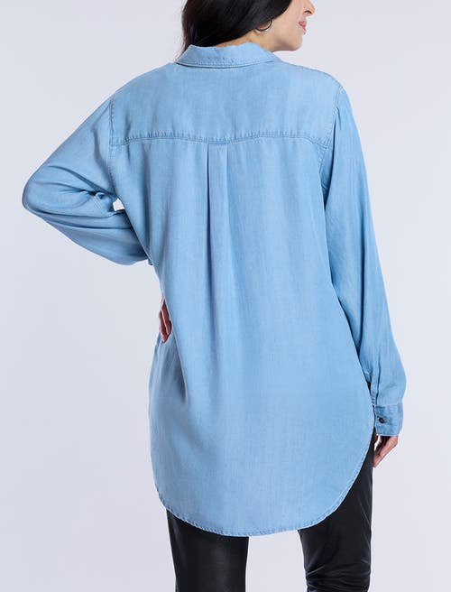 Motherhood Maternity Long Sleeve Button-up Poplin Shirt In Medium Chambray