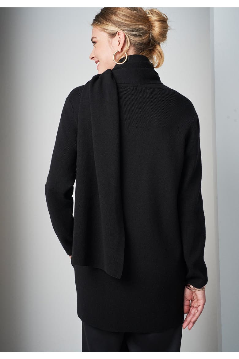 Wrap Scarf Coatigan, Alternate, color, BLACK