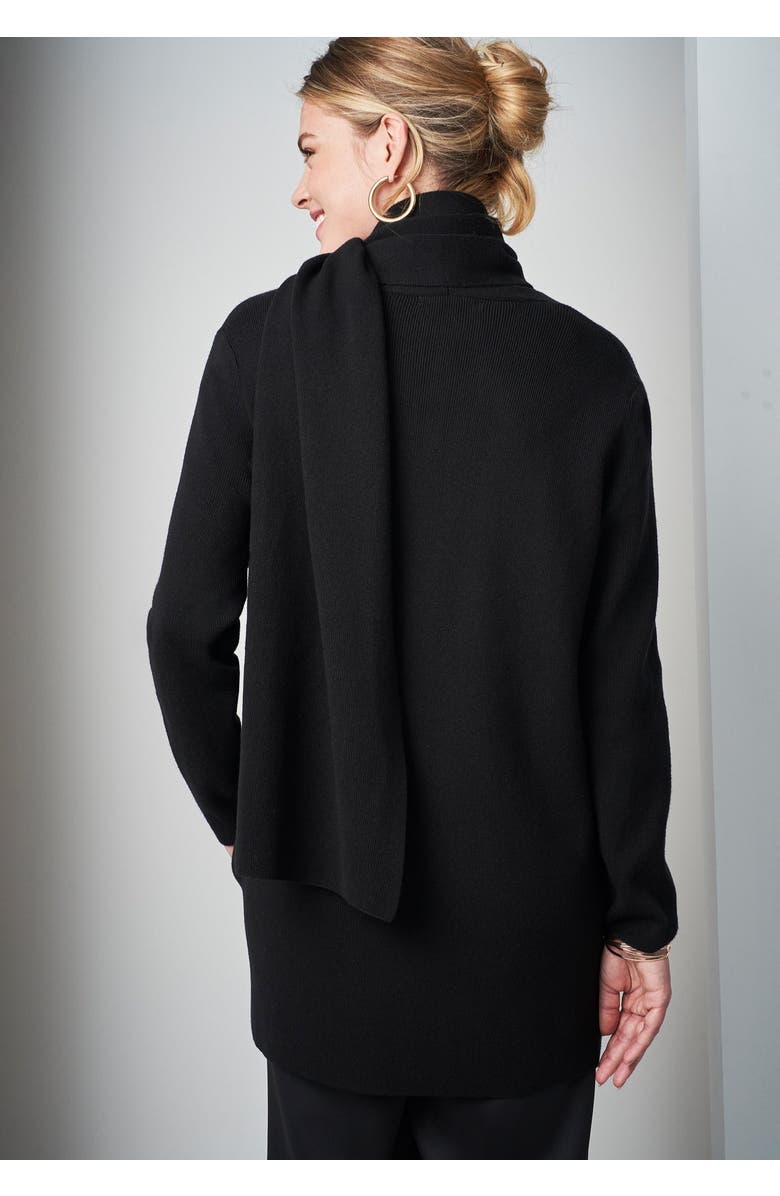 Jessica London Wrap Scarf Coatigan, Alternate, color, Black