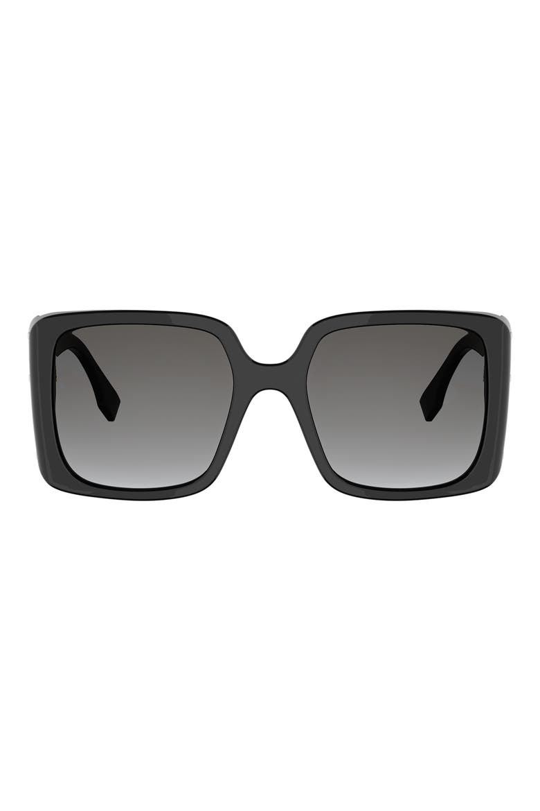 Frame 55mm Square Sunglasses, Main, color, SHINY BLACK / GRADIENT SMOKE