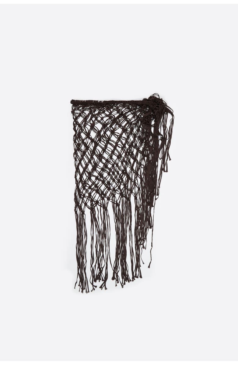 Bimba y Lola Fringed Plaited Shawl, Alternate, color, Brown