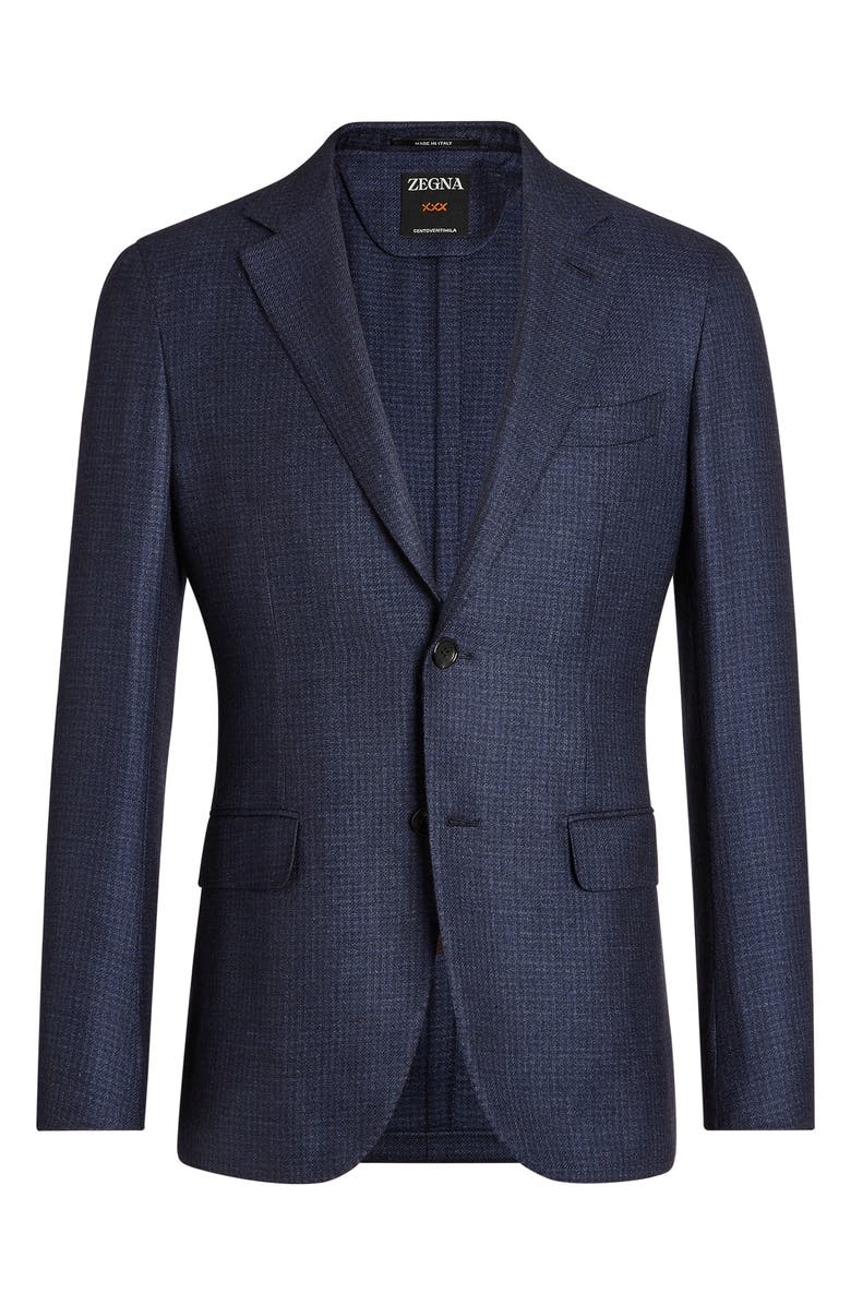 ZEGNA Microcheck Cashmere & Silk Blazer, Alternate, color, 