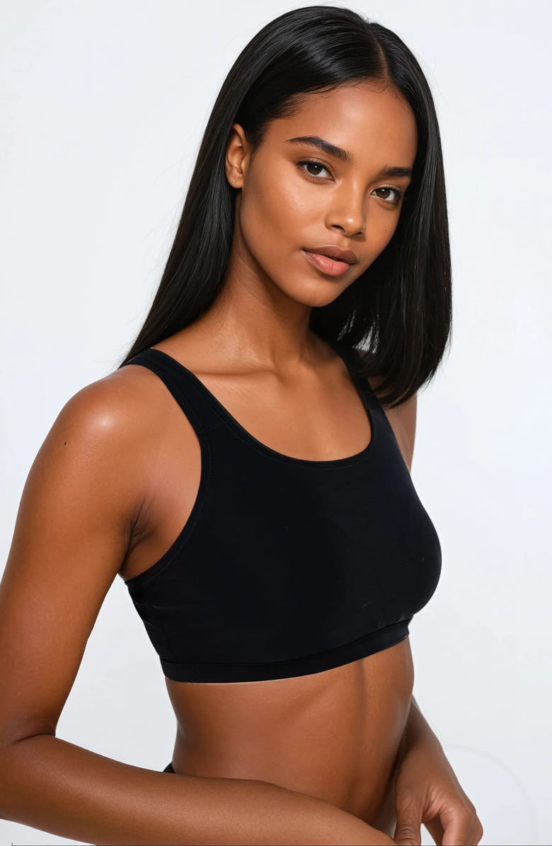 Calypsa Racerback Swim Bra, Alternate, color, Black