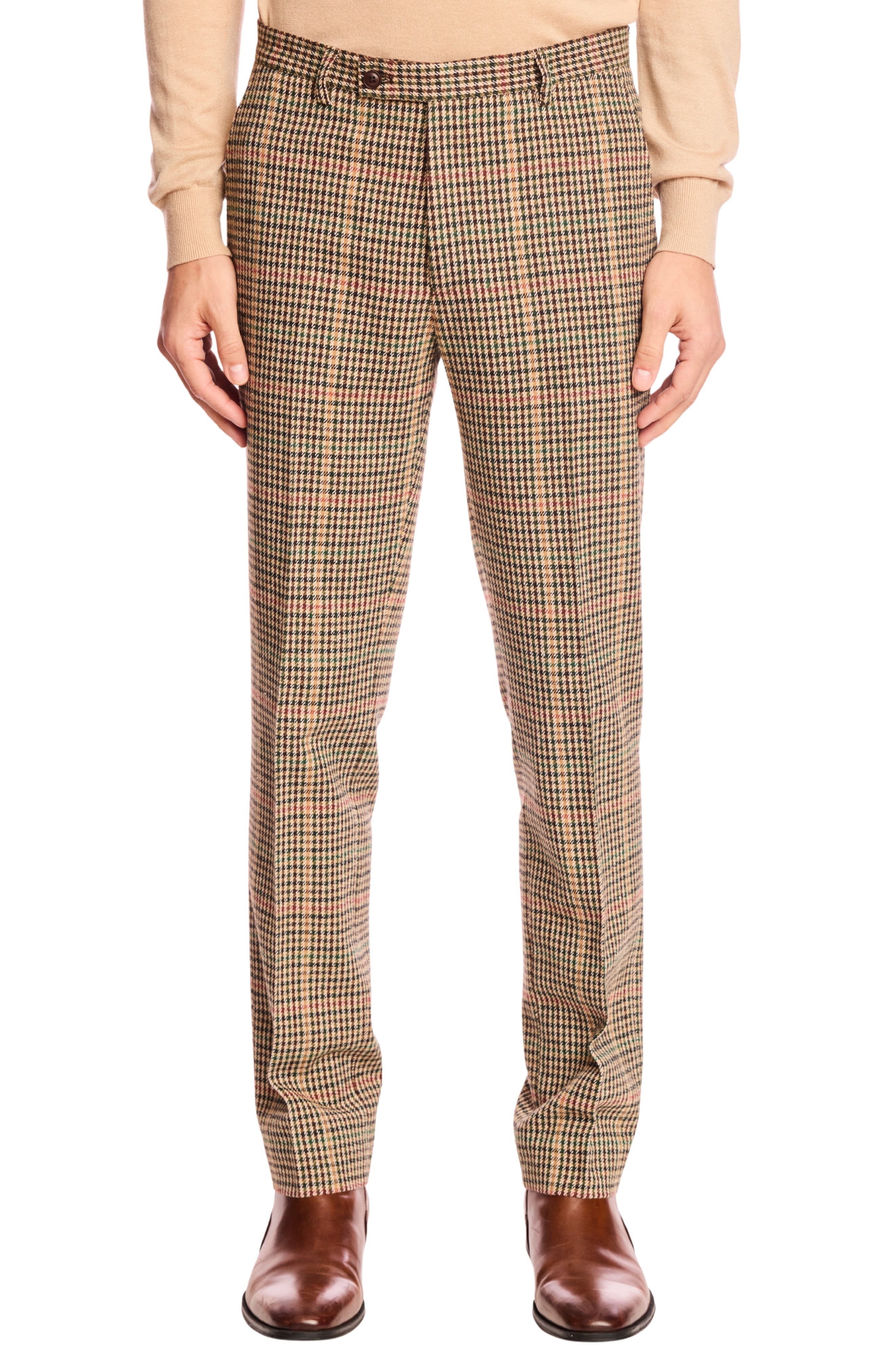 PAISLEY &amp; GRAY Downing Slim Fit Flat Front Houndstooth Wool Blend Dress Pants