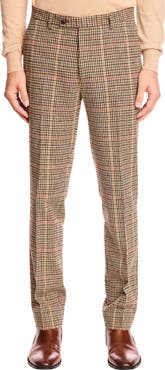 PAISLEY & GRAY Downing Slim Fit Flat Front Houndstooth Wool Blend Dress Pants