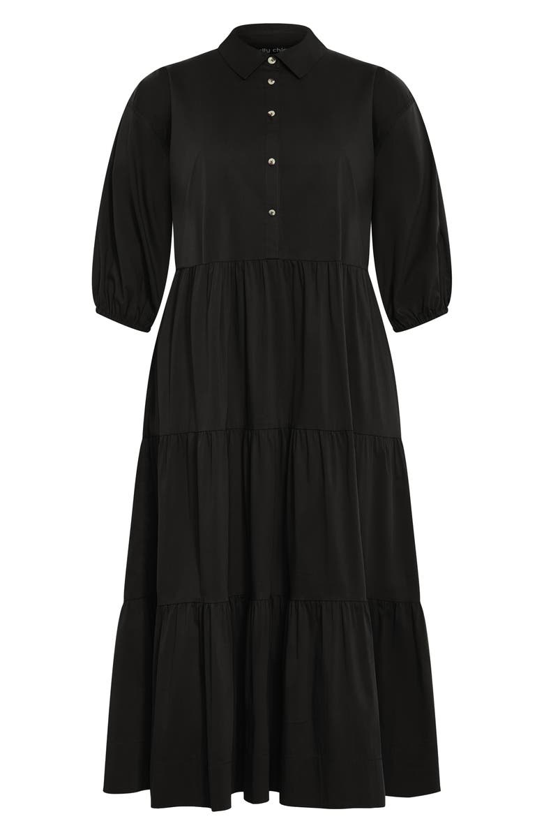 City Chic Kara Tiered Shirtdress, Alternate, color,