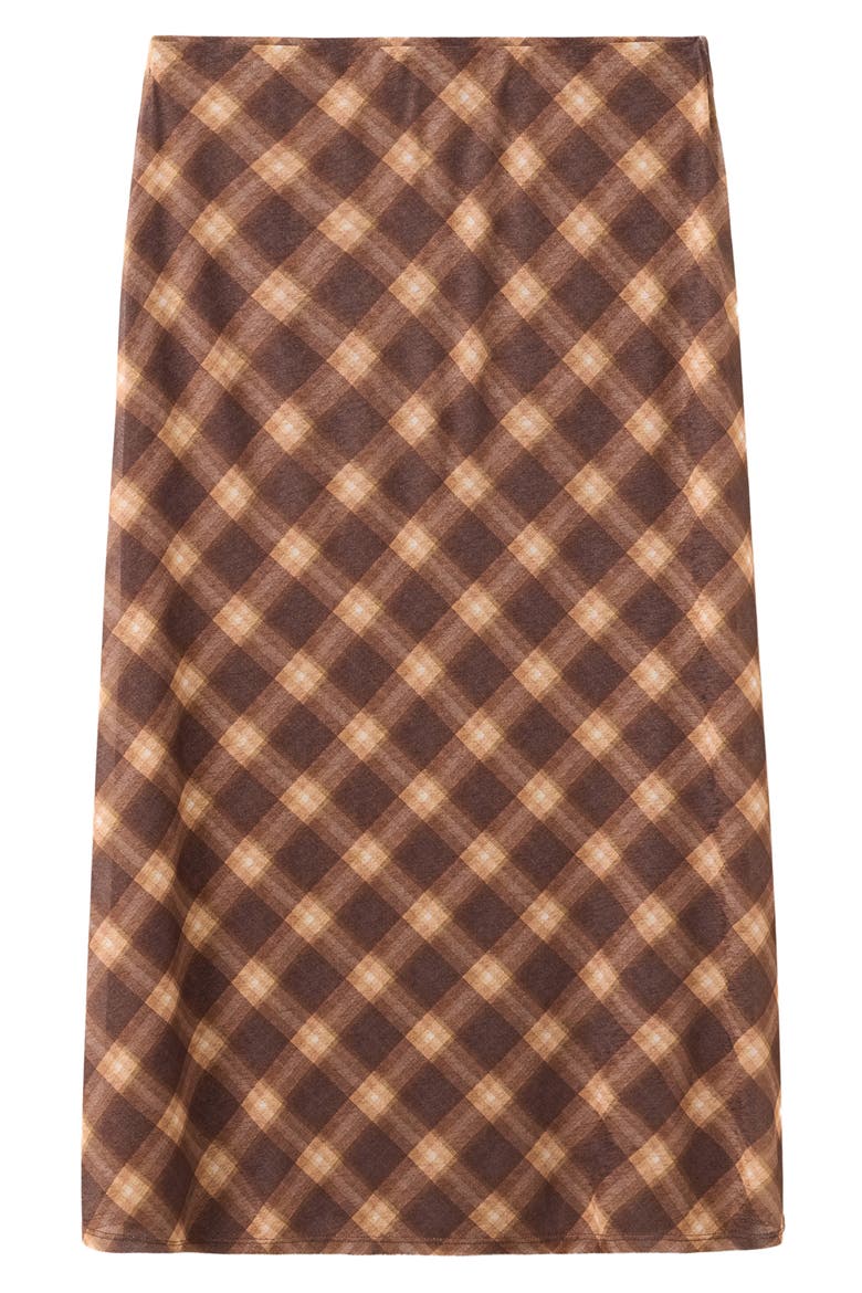 Plaid Midi Skirt, Main, color, BROWN