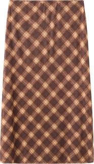 MANGO Plaid Midi Skirt