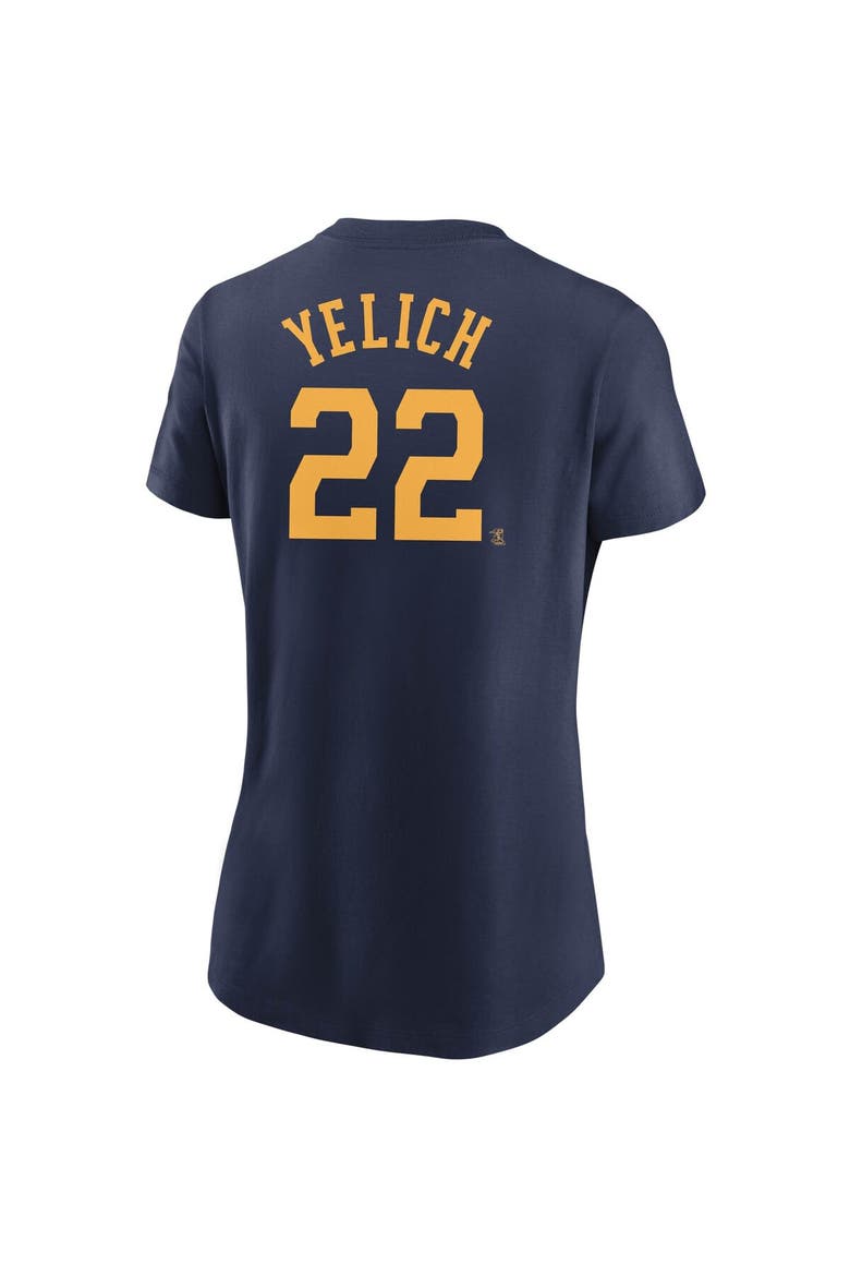 Women's Nike Christian Yelich Navy Milwaukee Brewers Name & Number T-Shirt, Alternate, color, Navy