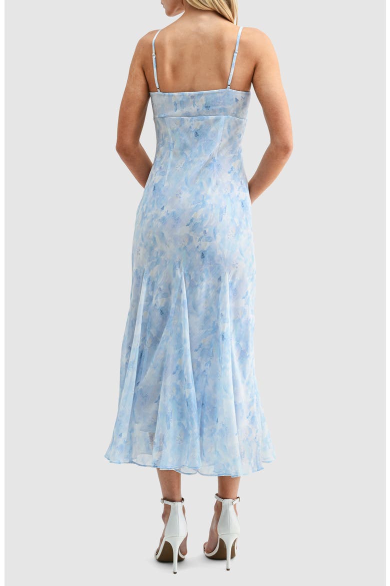 Floral V-Neck Tie Midi Dress, Alternate, color, BLUE FLORAL