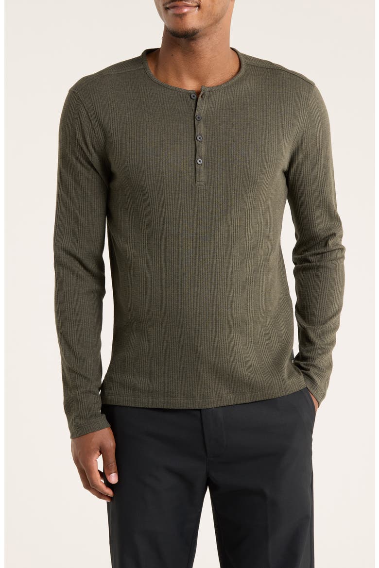 Richard Long Sleeve Waffle Henley, Main, color, DARK OLIVE