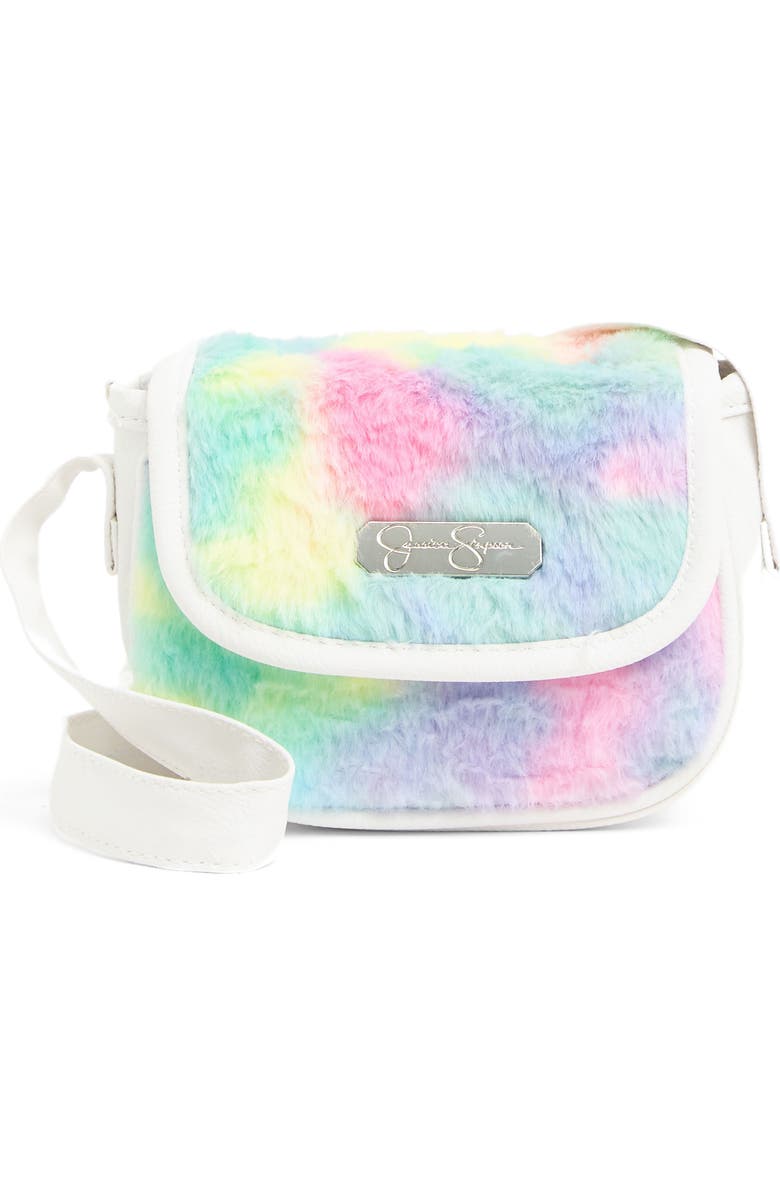 Jessica Simpson Kids' Rainbow Faux Fur Shoulder Bag, Main, color,
