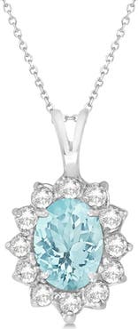 ALLUREZ Aquamarine & Diamond Accented Pendant Necklace 14k