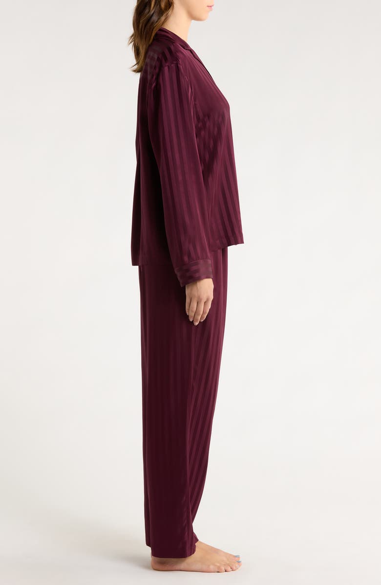 Lunya Stripe Washable Silk Button-Up Pajamas, Alternate, color, Vintage Merlot Jacquard