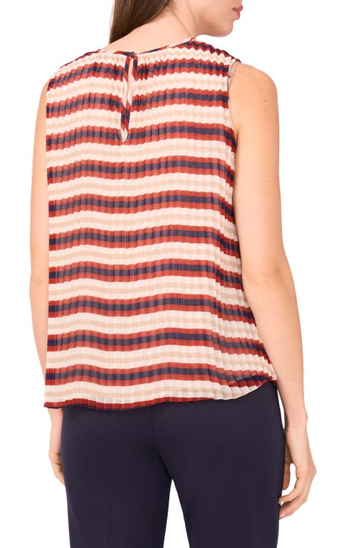 Halogen ® Stripe Pleated Sleeveless Top In Brown