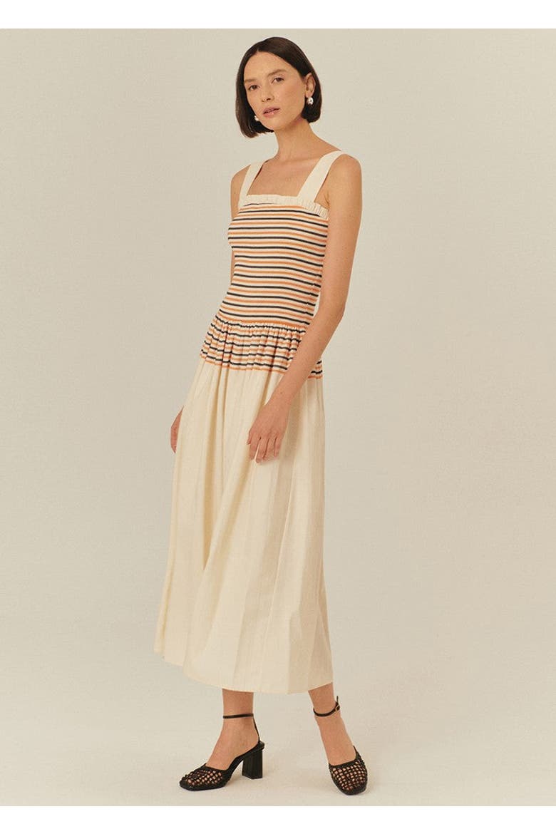 Opal Midi Dress, Main, color, Orange Striped