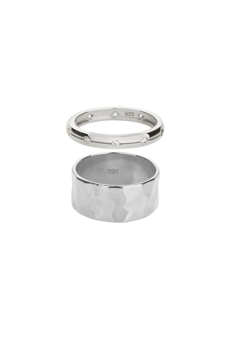 18k Gold Plated Sterling Silver Classic Gold Ring Duo Gift Guide, Main, color, Silver