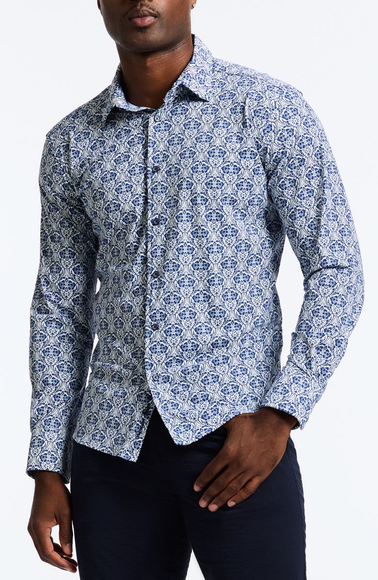 Robert Graham Comoros Classic Fit Floral Knit Button-Up Shirt, Main, color, 