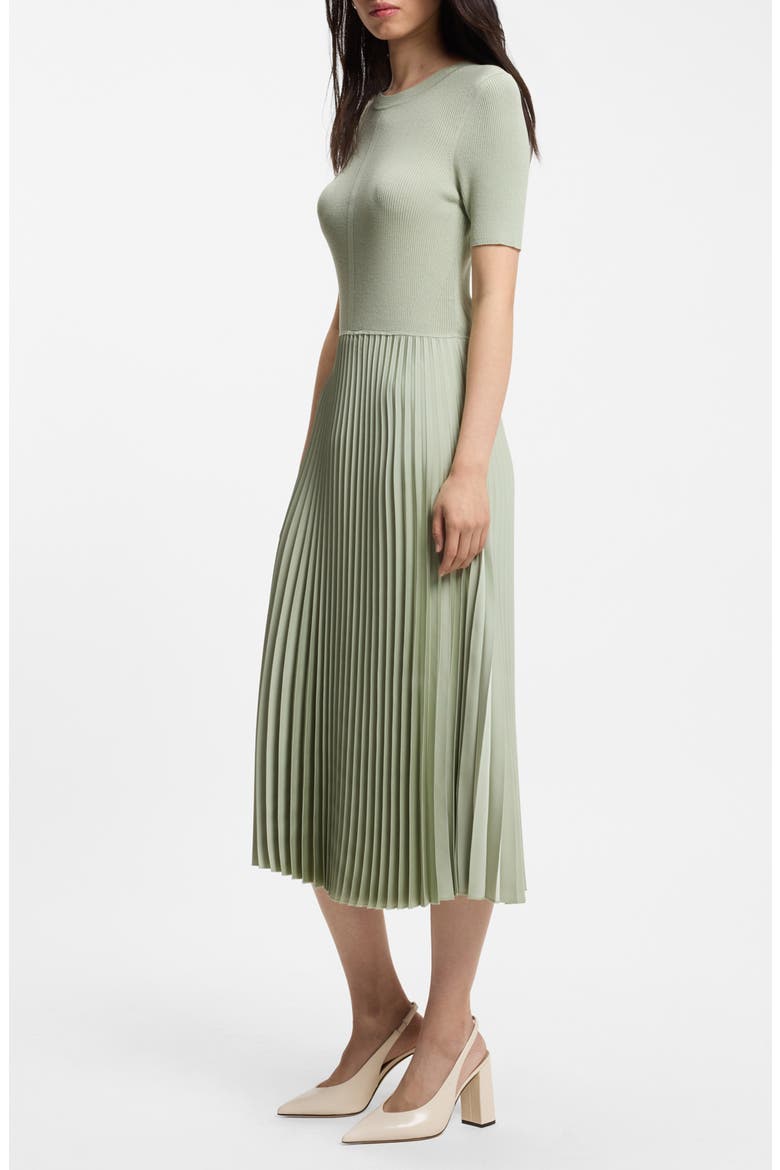 Fadridi Short Sleeve Pleated Midi Dress, Alternate, color, DESERT SAGE