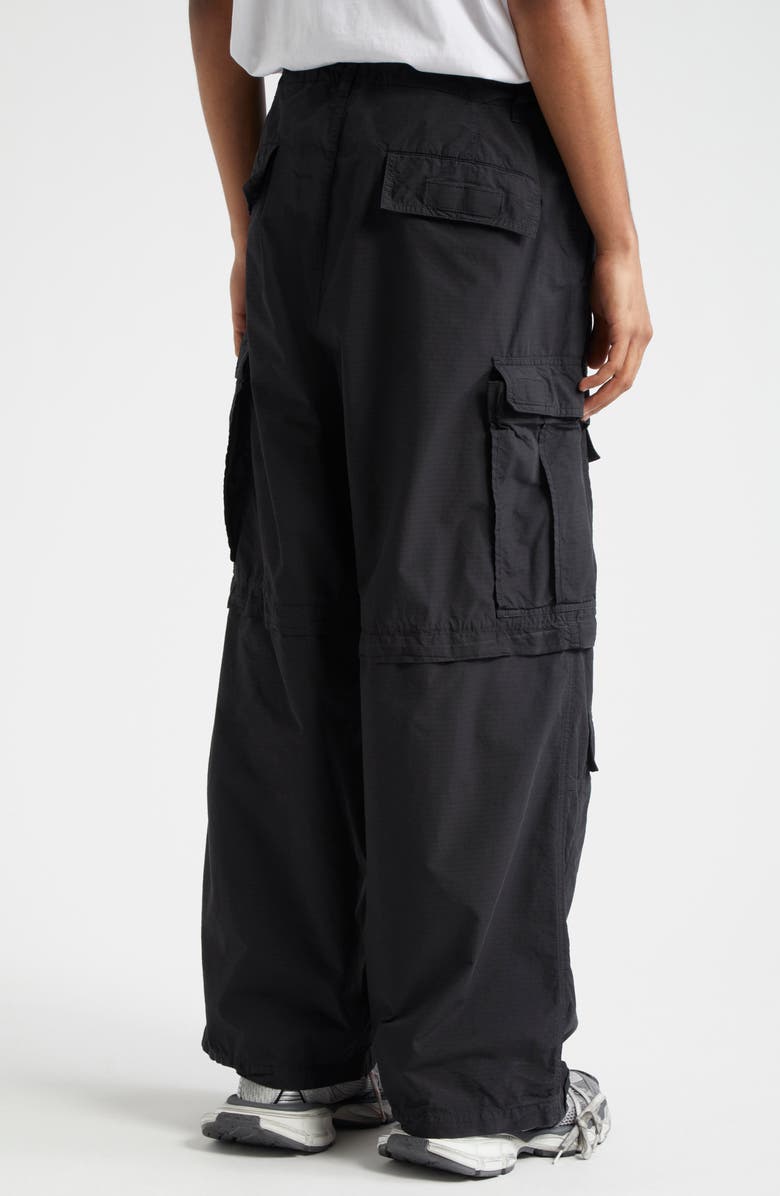 Balenciaga Oversize Cotton Ripstop Convertible Cargo Pants, Alternate, color, 1000 Black