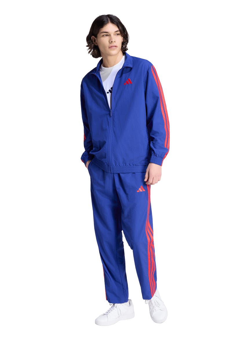 3-Stripes Essential Logo Windbreaker, Alternate, color, INK/ RUBY/ RUBY/ RUBY