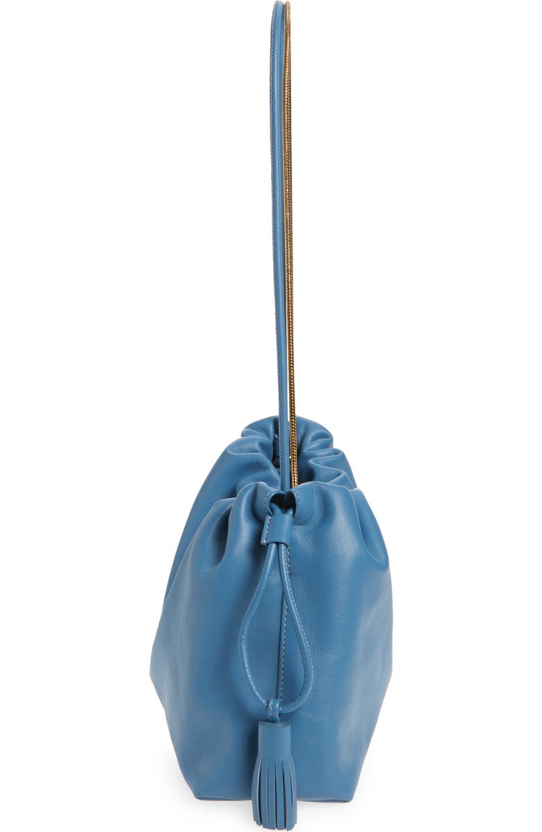 Veronica Beard Stash Leather Drawstring Clutch, Alternate, color, Lake Blue