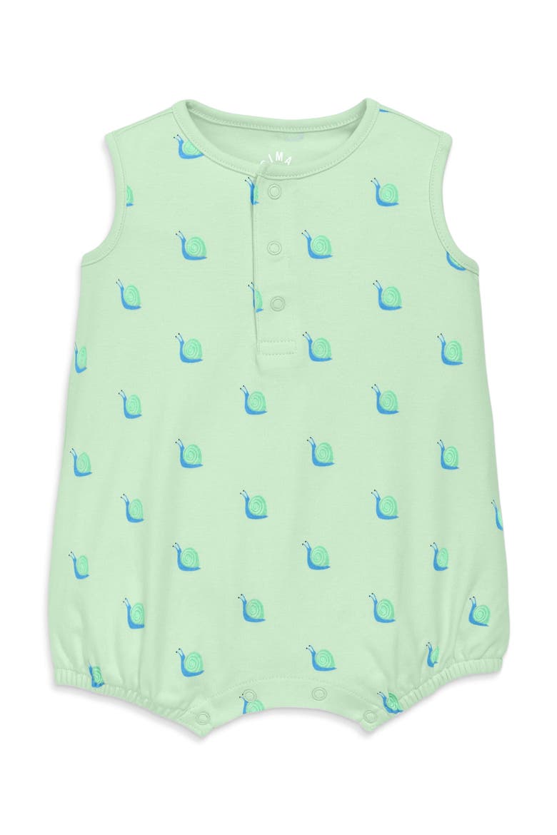 Baby Organic Henley Tank Shortie In Baby Bugs, Alternate, color, Light Clover Snails