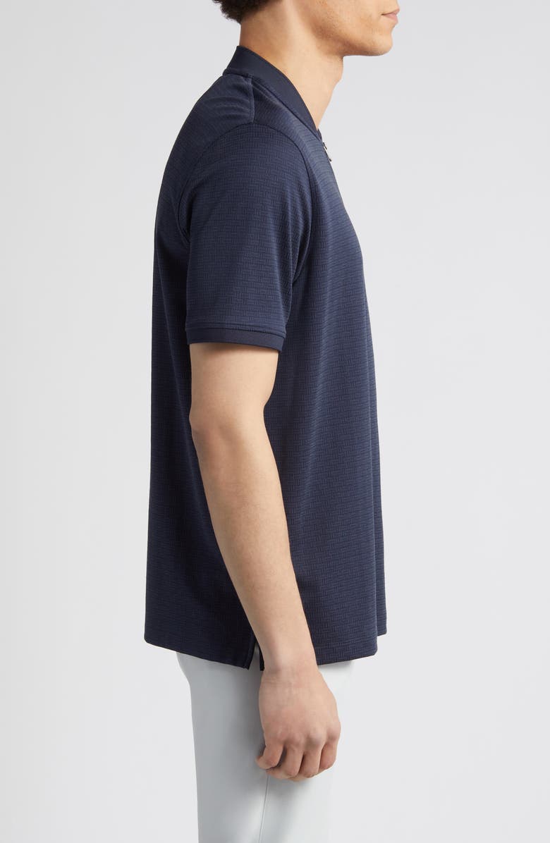 Johnston & Murphy Jacquard Pima Cotton Blend Polo, Alternate, color, Navy