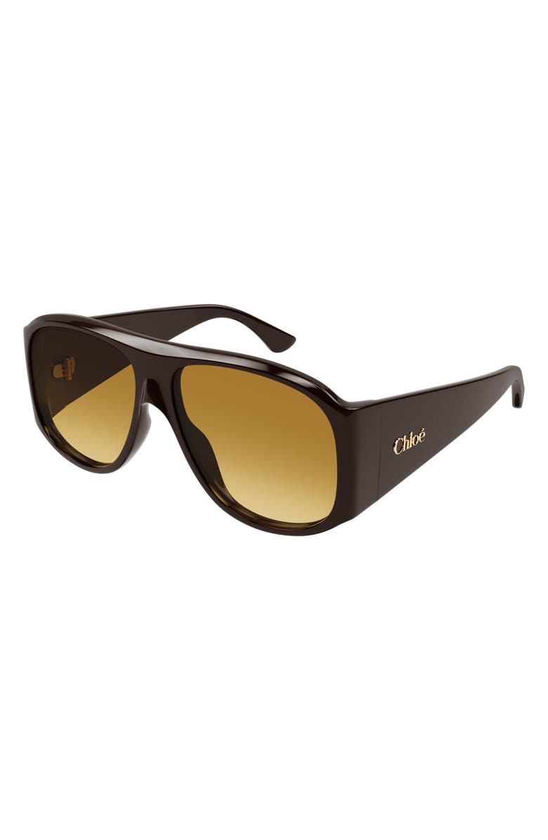 Chloé 60mm Gradient Navigator Sunglasses, Alternate, color, Brown