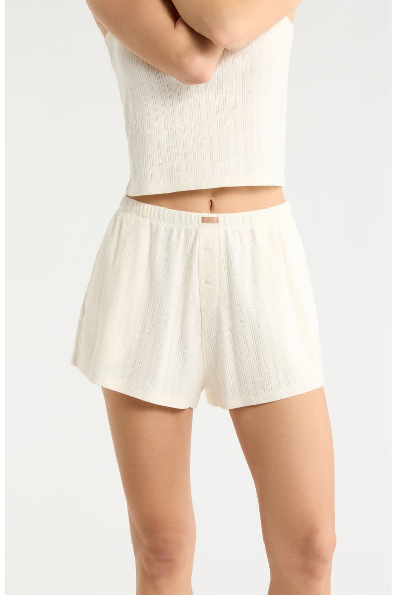 Pointelle High Waist Pajama Shorts, Main, color, TRANQUIL WHITE