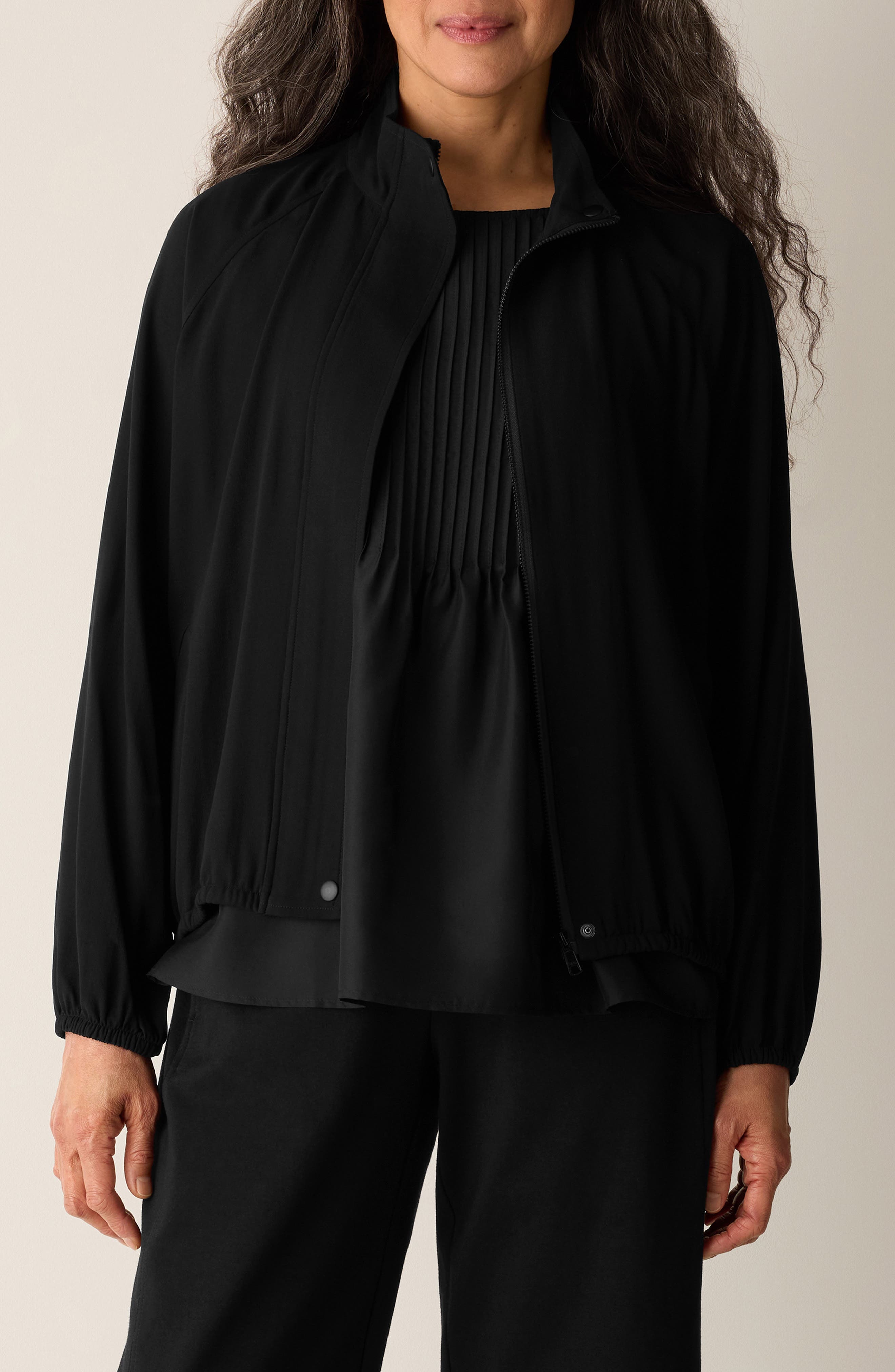 Stand Collar Silk Jacket