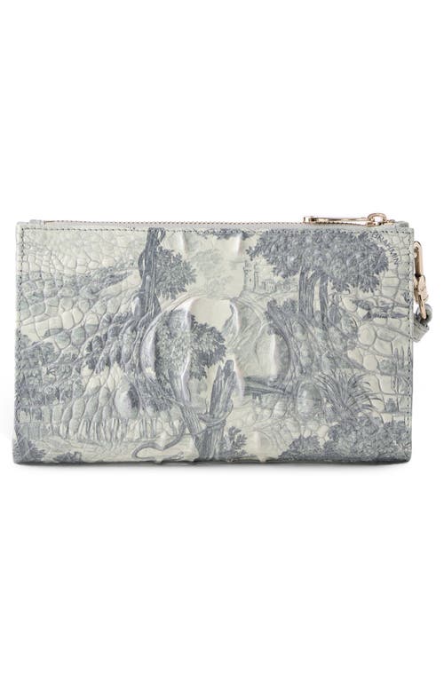 Brahmin Daisy Croc Embossed Leather Wristlet In Green
