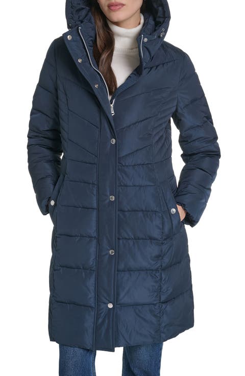 Hooded Taffeta Puffer Coat