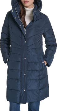 Cole Haan Hooded Taffeta Puffer Coat