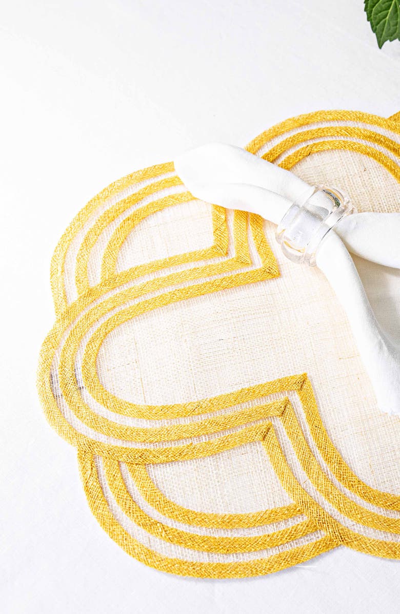 Juliska Set of 4 Scallop Stripe Placemats, Alternate, color, Sunshine