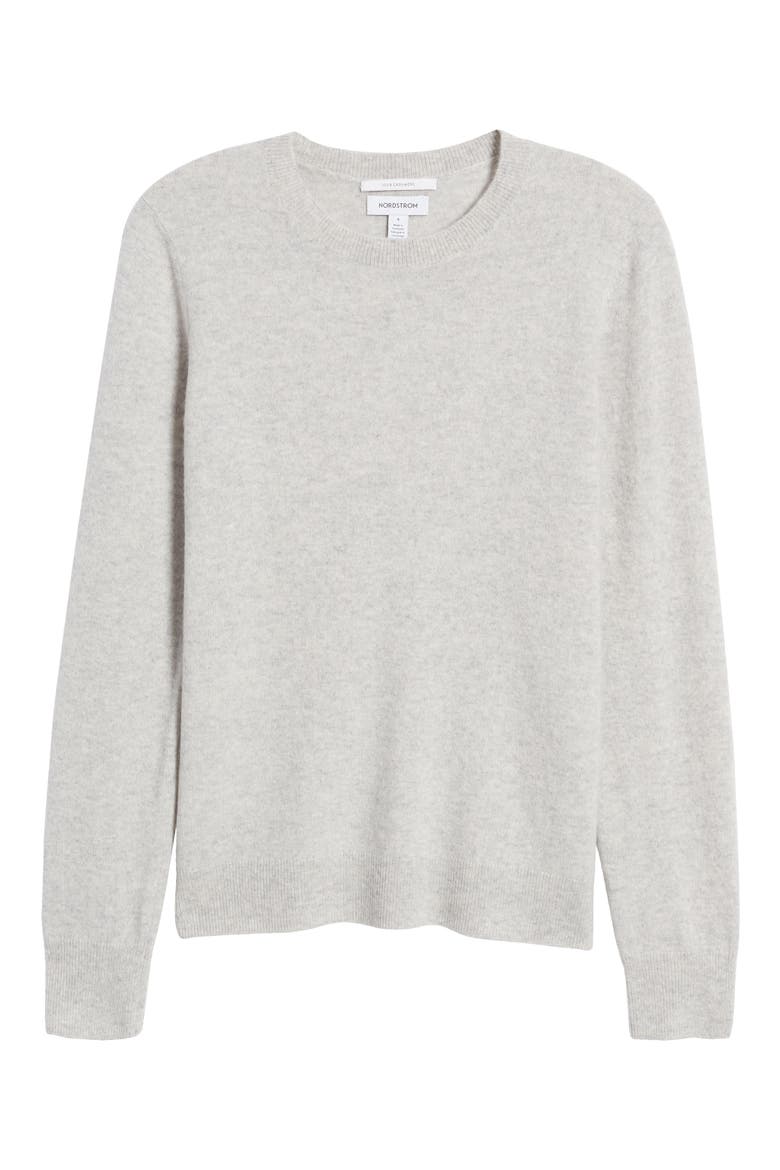 Cashmere Crewneck Sweater, Alternate, color, GREY LIGHT HEATHER