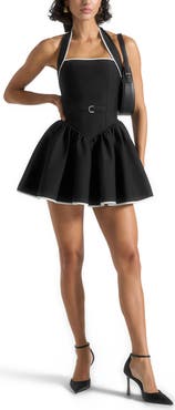 Manière De Voir Roxana Halter Neck Belted Mini Dress