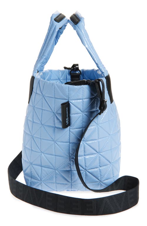 Veecollective Small Vee Quilted Recycled Nylon Tote In Cerulean Vinyl