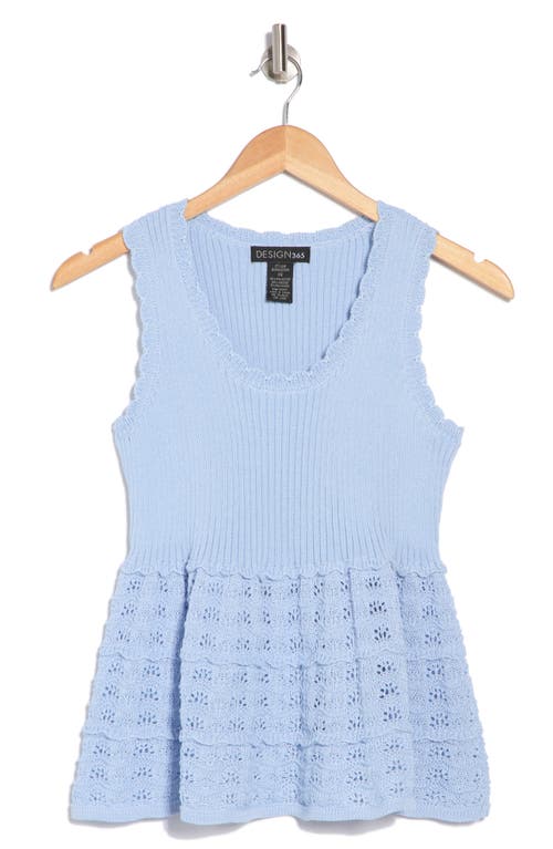 Design History Pointelle Peplum Sweater Tank In Blue Veil