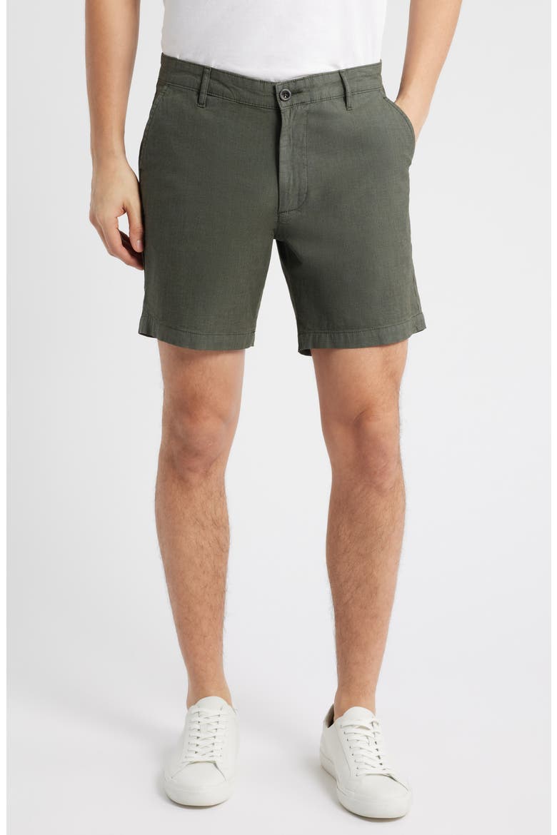Cipher Slim Fit Linen & Cotton Chino Shorts, Main, color, HEATHERED SEASIDE SAGE