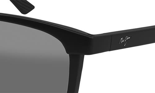 Maui Jim Hulili 57mm Polarized Rectangular Sunglasses In Black/neutral Grey