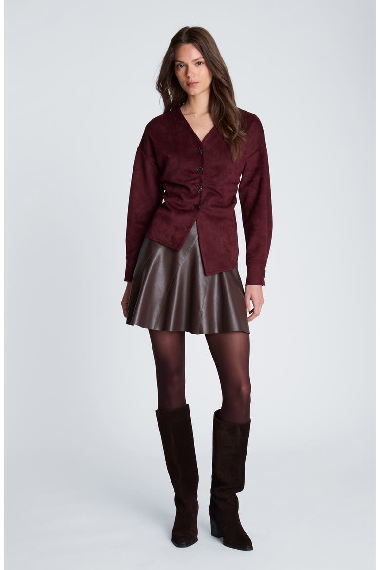 Asymmetrical Faux Suede Top, Alternate, color, SUGAR BEET