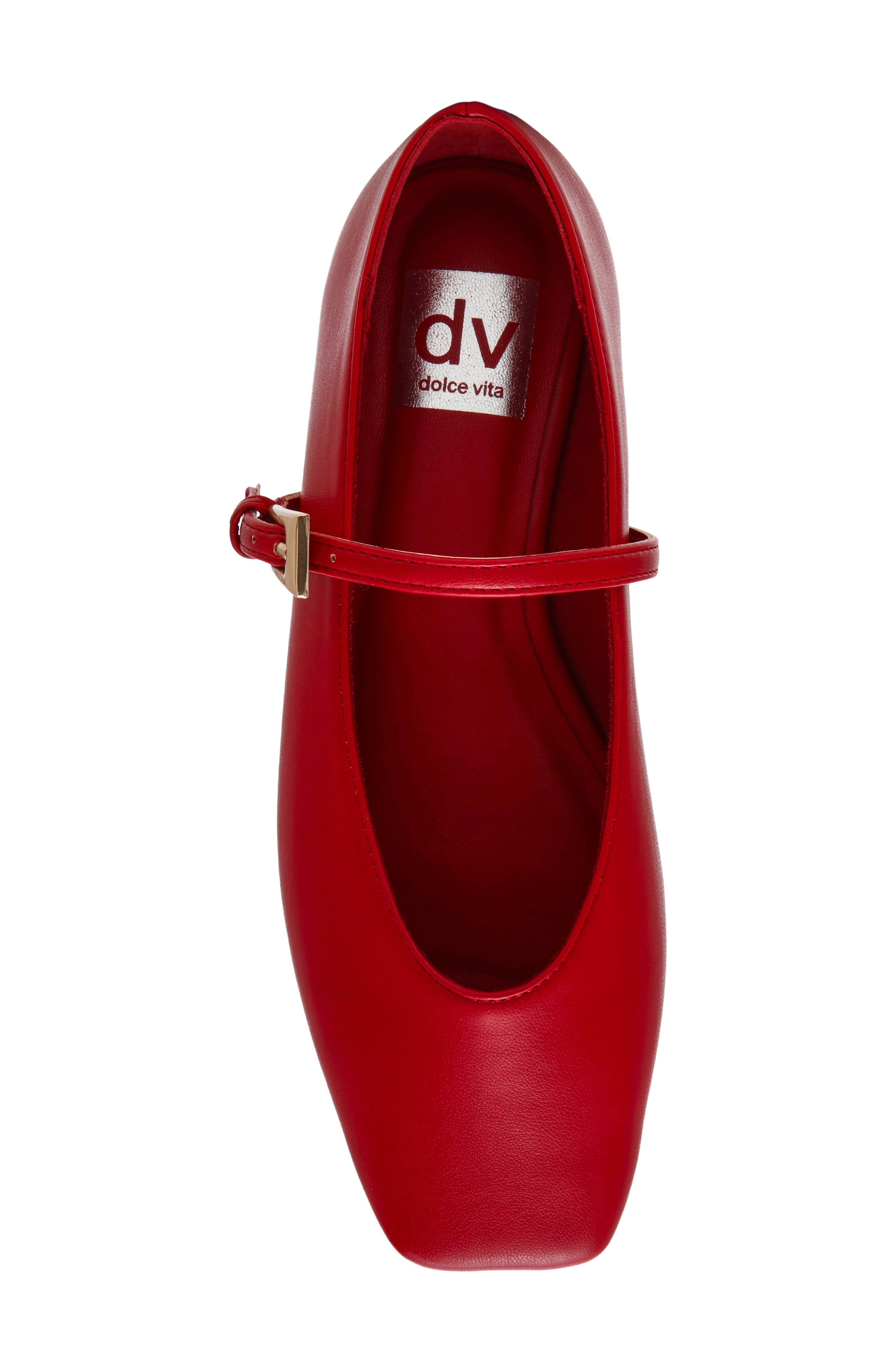 Fabes Mary Jane Flat, Alternate, color, DARK RED