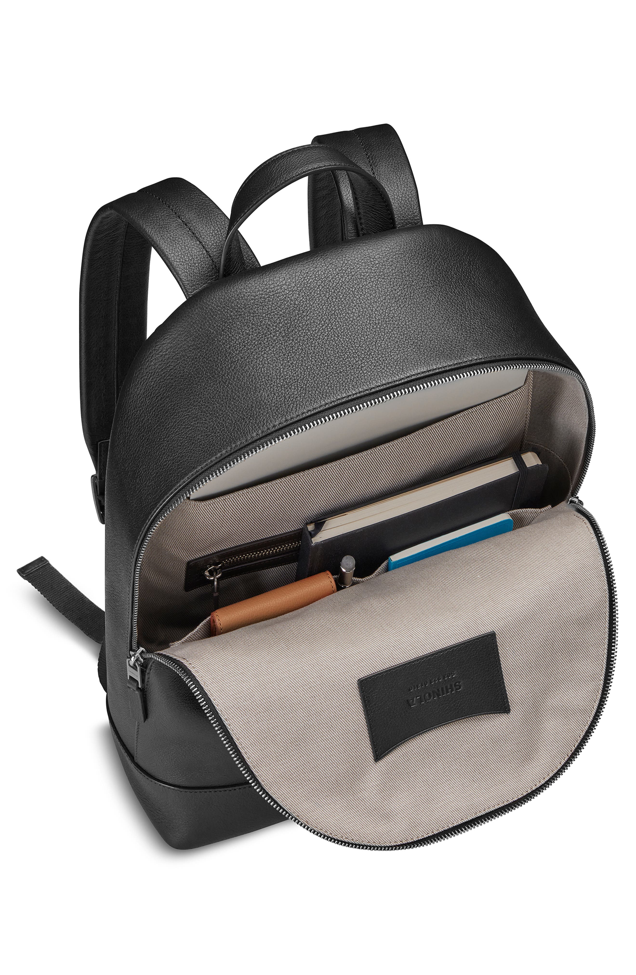 Shinola Canfield Pebble Leather Backpack, Alternate, color, Black
