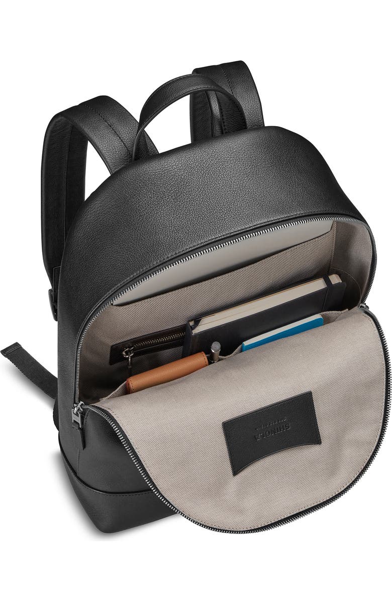 Shinola Canfield Pebble Leather Backpack, Alternate, color, Black