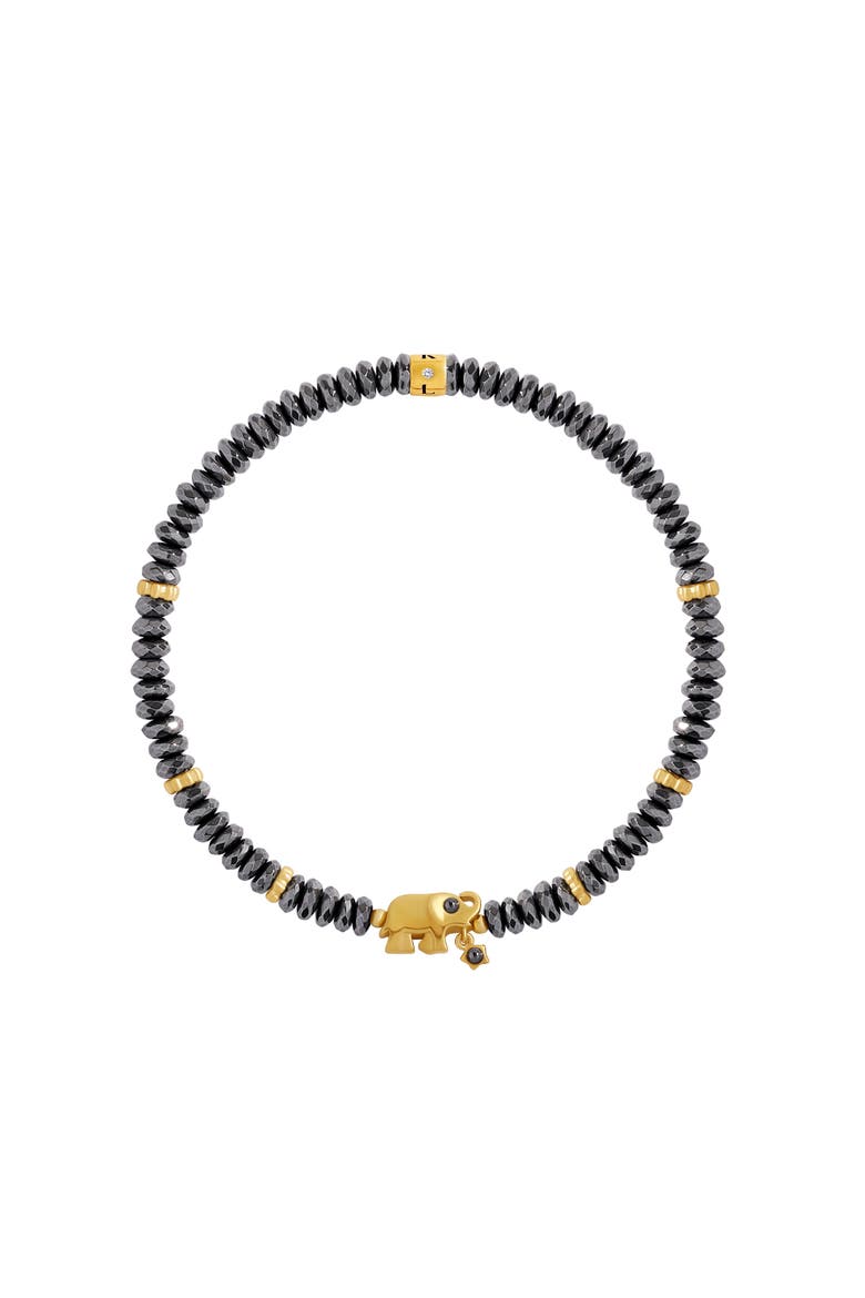 Silent Sentinel Elephant Hematite Bracelet, Main, color, Grey/Gold