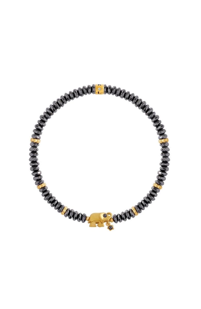 Karma and Luck Silent Sentinel Elephant Hematite Bracelet, Main, color, 